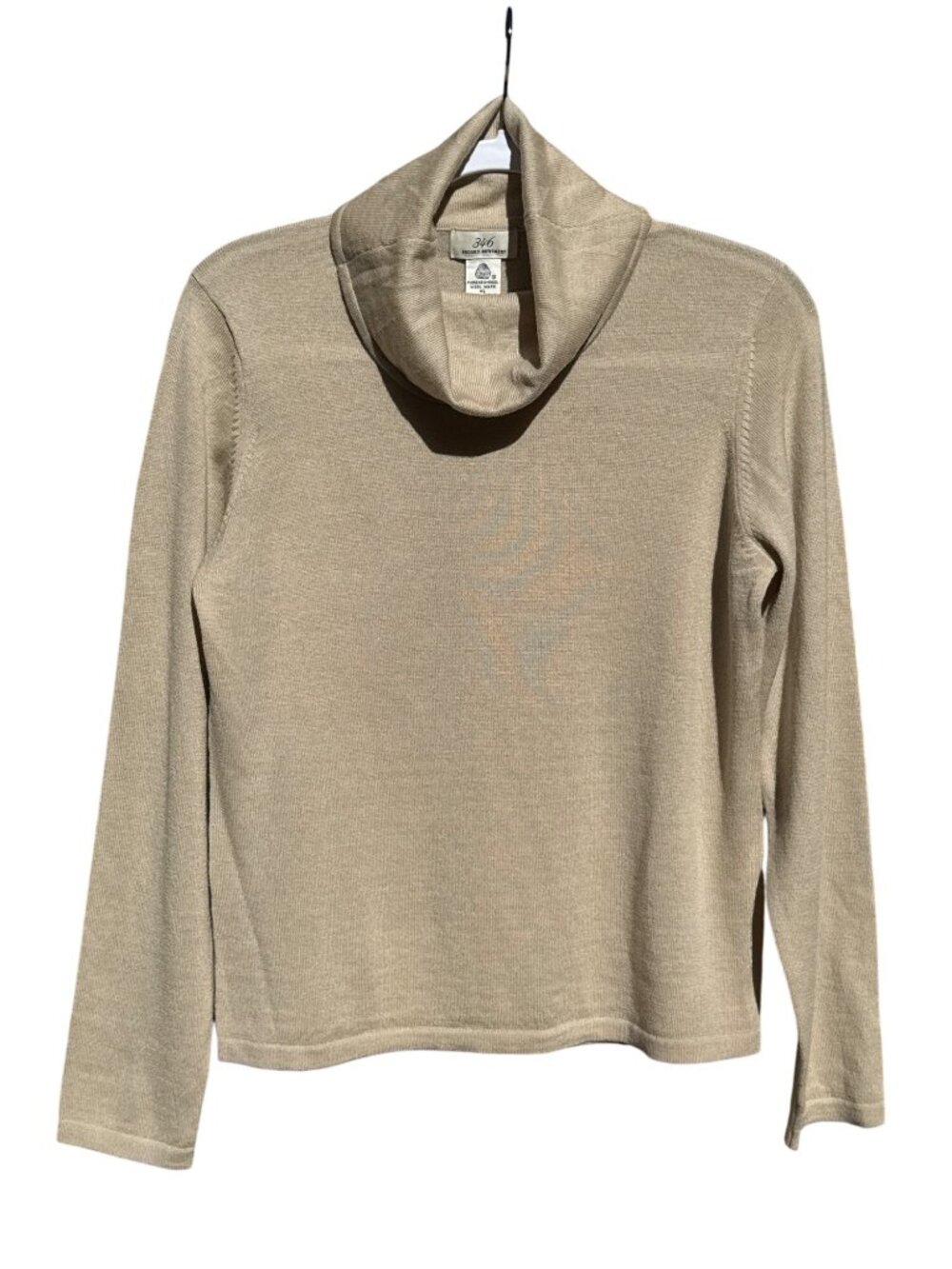 Brooks Brothers 346 Womens XL Beige 100% Merino Wool Cowl Neck Sweater‎